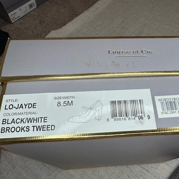 Louise et Cie Jayde Mary Jane block heel pump tweed fabric black/white 8.5M​ - Picture 4 of 13